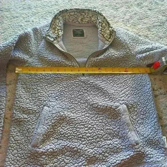 Abercrombie & Fitch Womens Gray And Lilac 1/4 Zip Sherpa Sweater S - Picture 9 of 13